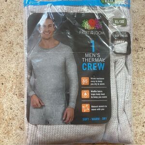 Fruit Of The Loom New With Tags Gray Thermal Crew Neck Long Sleeve Shirt Size XL
